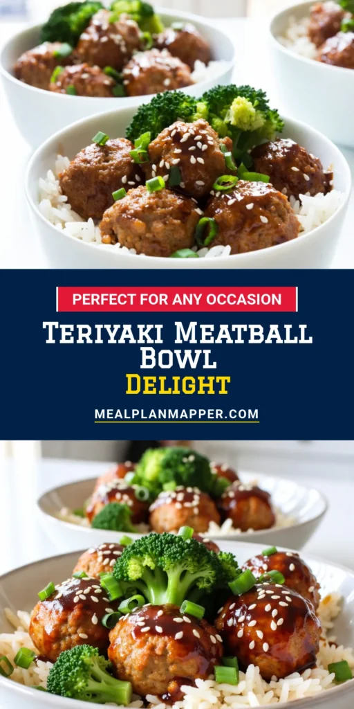 Discover this delicious teriyaki meatball recipe featuring juicy ground chicken meatballs, perfect for easy dinner bowls. With homemade teriyaki sauce drizzled over cooked jasmine rice, this meal is both satisfying and flavorful. Ideal for weeknight dinners, these jasmine rice bowl recipes are sure to become a family favorite. Save and try this recipe today! #TeriyakiMeatballs #EasyDinner #JasmineRiceBowl #HomemadeSauce