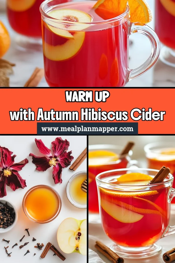 Warm up your autumn with this delightful autumn hibiscus cider recipe! This warm apple cider with hibiscus combines fresh apples, zesty oranges, and aromatic spices to create the perfect spiced hibiscus drink for cozy evenings. Discover this easy fall beverage recipe that's sure to impress. Ready to sip and save? Follow this recipe for a comforting hibiscus tea with apple and orange! #HibiscusCider #FallDrinks #CozyRecipes #SpicedBeverages