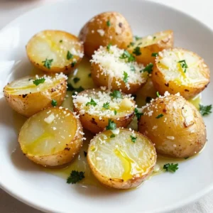 To make Garlic Parmesan Roasted Potatoes, you will need: - 1.5 pounds baby potatoes, halved - 4 cloves of garlic, finely minced - 1/2 cup freshly grated Parmesan cheese - 3 tablespoons extra-virgin olive oil - 1 teaspoon dried oregano - 1 teaspoon smoked paprika - Salt and freshly ground black pepper to taste - Fresh parsley, finely chopped, for garnish You can swap baby potatoes with regular potatoes if needed. Just cut them into smaller pieces. Instead of Parmesan cheese, use Pecorino Romano for a stronger flavor. If you want a vegan option, use nutritional yeast instead of cheese. For garlic lovers, try roasted garlic for a sweet touch. Use fresh herbs if you have them; they add great flavor. When selecting baby potatoes, pick small, firm ones with smooth skin. Avoid any that have blemishes or sprouts. Different types of potatoes can affect the dish. Waxy potatoes, like red or new potatoes, hold their shape well. If you want a fluffier interior, use starchy potatoes like Russets. Always wash potatoes well to remove dirt before cooking. {{ingredient_image_2}} Start by preheating your oven to 425&deg;F (220&deg;C). This step makes sure the oven is hot enough for roasting. A hot oven helps the potatoes turn crispy and golden. Grab a large mixing bowl. Add 1.5 pounds of halved baby potatoes. Then, finely mince 4 cloves of garlic and add that too. Pour in 3 tablespoons of extra-virgin olive oil. Next, add 1 teaspoon of dried oregano and 1 teaspoon of smoked paprika. Don&rsquo;t forget to season with salt and black pepper. Grab your hands or a spatula. Mix everything well until the potatoes are coated in oil and spices. This ensures every bite is packed with flavor. Line a baking sheet with parchment paper for easy cleanup. Spread the seasoned potatoes in a single layer. Make sure they aren&rsquo;t crowded; this helps them get crispy. Place the baking sheet in the oven. Roast for about 25 minutes, flipping them halfway through. After 25 minutes, take out the baking sheet. Sprinkle 1/2 cup of freshly grated Parmesan cheese over the potatoes. Then, return the baking sheet to the oven. Roast for another 10-15 minutes until they are golden brown and crispy. Finally, take them out and garnish with fresh parsley. Enjoy your tasty Garlic Parmesan Roasted Potatoes! To make your Garlic Parmesan Roasted Potatoes crispy, start with baby potatoes. Their small size cooks quickly and gives a nice crunch. Halve them to increase the surface area. This helps them get crispy all over. Toss them well with olive oil and spices. Make sure every piece is coated. Use a large baking sheet. This gives them space to roast evenly. Avoid overcrowding the pan. This step is key to getting that golden brown color. Turn the potatoes halfway through roasting. This ensures all sides crisp up nicely. Garlic Parmesan Roasted Potatoes taste great, but you can boost their flavor. Add fresh herbs like rosemary or thyme for a fragrant touch. You can mix in a squeeze of lemon for brightness. For a spicy kick, sprinkle some red pepper flakes. This will give your dish a warm heat. Try using different cheeses too, like Pecorino Romano, for a unique twist. You can also add a dash of balsamic vinegar before serving for depth. Serve your Garlic Parmesan Roasted Potatoes on a large platter. A rustic wooden board or colorful dish works well. Garnish with fresh parsley for a pop of color. You can sprinkle extra Parmesan on top for a cheesy finish. These potatoes pair well with grilled meats or roasted veggies. They also make a great side for a fresh salad. Enjoy them hot for the best texture and flavor! Pro Tips Use Even Sizes: Ensure all potato halves are of similar size to guarantee even cooking and browning. Garlic Infusion: For a deeper garlic flavor, consider roasting the minced garlic with the potatoes for the first 25 minutes. Cheese Variation: Experiment with different cheeses such as Asiago or Pecorino for a unique flavor twist. Storage Tips: Store any leftovers in an airtight container in the fridge for up to 3 days, and reheat in the oven for best results. {{image_4}} You can mix up the herbs to change the flavor. Try using fresh rosemary or thyme for a bright taste. If you want a kick, add some chopped fresh basil. You can also use Italian seasoning for a blend of flavors. Each herb adds its own twist, so feel free to experiment. While Parmesan is tasty, you can swap it out for other cheeses. Grated Pecorino Romano gives a sharper flavor. For a milder touch, use mozzarella or cheddar. Vegan cheese works well too, if you want a dairy-free option. Just remember to adjust the amount based on the cheese's strength. Want to add more veggies? Toss in carrots, bell peppers, or Brussels sprouts with your potatoes. Cut them to similar sizes for even cooking. Mix and match your favorites for a colorful dish. You can even add some onions for extra sweetness. These combinations make your meal more vibrant and healthy. To store leftover garlic Parmesan roasted potatoes, let them cool first. Place them in an airtight container. They will stay fresh for about three days in the fridge. If you want to keep them longer, freezing is a good option. When you&rsquo;re ready to eat the leftovers, preheat the oven to 350&deg;F (175&deg;C). Spread the potatoes on a baking sheet in a single layer. Heat them for about 10-15 minutes. This will help them regain their crispiness. You can also use a microwave, but they may not be as crunchy. If you freeze the potatoes, make sure they are completely cool. Place them in a freezer-safe bag. They can last up to three months in the freezer. To reheat, follow the same oven method. Just add a few extra minutes to the time, as they will be frozen. Yes, you can use regular potatoes. Just cut them into smaller pieces. Aim for even sizes for even cooking. Larger pieces may need more time to roast. Adjust cooking time as needed. This way, you still get that crispy texture and rich flavor. This recipe is naturally gluten-free. Just use gluten-free ingredients. Check the Parmesan cheese label to ensure it&rsquo;s gluten-free. You do not need to change any other ingredients. Feel free to enjoy this dish without worry. These potatoes pair well with many dishes. They complement grilled meats like chicken or steak. You can also serve them with roasted vegetables for a nice mix. A fresh salad adds a great crunch. These potatoes fit well in almost any meal! This post covers how to make Garlic Parmesan Roasted Potatoes. We discussed key ingredients, substitutes, and tips for choosing the best potatoes. I shared step-by-step instructions and ways to create a crispy texture. You learned about flavor boosts, serving ideas, and tasty variations. Finally, I provided storage tips to keep leftovers fresh. Enjoy making these potatoes and don&rsquo;t hesitate to experiment with different flavors! Your kitchen will shine with great meals.