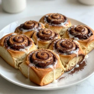 - 2 &frac14; cups all-purpose flour - &frac14; cup granulated sugar - 2 teaspoons baking powder - &frac12; teaspoon salt - &frac34; cup milk, warmed (about 110&deg;F) - &frac14; cup unsalted butter, melted - 1 large egg, at room temperature - 1 tablespoon ground cinnamon - &frac12; cup light brown sugar, packed - 1 cup semi-sweet or dark chocolate chips - 2 tablespoons unsweetened cocoa powder - 1 teaspoon pure vanilla extract - For the glaze: - 1 cup powdered sugar - 2 tablespoons milk - &frac12; teaspoon pure vanilla extract Each ingredient plays a key role in making these chocolate cinnamon rolls soft and sweet. The all-purpose flour gives the rolls structure. Granulated sugar adds sweetness, while brown sugar adds a rich flavor. Baking powder helps the rolls rise. Warmed milk and melted butter keep the dough moist. The egg enriches the dough, making it tender. Ground cinnamon, cocoa powder, and vanilla extract create a delicious filling that pairs perfectly with chocolate chips. For the glaze, powdered sugar, milk, and vanilla extract create a smooth, sweet topping. This glaze adds shine and flavor, making the rolls even more delightful. Gather these ingredients, and you are ready to bake up something special! {{ingredient_image_2}} 1. Mixing dry and wet ingredients: Start by taking a large mixing bowl. Add 2 &frac14; cups of all-purpose flour, &frac14; cup of granulated sugar, 2 teaspoons of baking powder, and &frac12; teaspoon of salt. Whisk them together well, so you have no lumps. In a separate bowl, mix &frac34; cup of warmed milk, &frac14; cup of melted unsalted butter, and 1 large egg. Whisk this mixture until it is smooth. Gradually combine the wet mix with the dry mix, stirring gently until just combined. The dough will be slightly sticky. 2. Kneading the dough: Place the dough on a floured surface. Knead it gently for about 3-4 minutes. You want the dough to be smooth and elastic. This part is fun! It helps build the dough's strength. 3. Resting the dough: Cover the dough with a clean kitchen towel. Let it rest in a warm spot for 10-15 minutes. This resting time helps the dough relax and makes it easier to roll out later. 1. Blending filling ingredients: In a small bowl, mix together 1 tablespoon of ground cinnamon, &frac12; cup of packed light brown sugar, 2 tablespoons of unsweetened cocoa powder, and 1 teaspoon of pure vanilla extract. This will make a sweet and rich filling. 2. Rolling out the dough: After resting, take the dough and roll it out into a rectangle shape, about 12x18 inches. Make sure the surface is floured to prevent sticking. This is where the fun begins as you see your dough take shape! 1. Spreading butter and filling: Use a brush or the back of a spoon to spread melted butter over the dough. Make sure to cover every part. Then, sprinkle the cinnamon mixture evenly on top, and don&rsquo;t forget to add 1 cup of chocolate chips! 2. Rolling and slicing the dough: Start at one long edge and tightly roll the dough into a log. Make sure it stays even. Once rolled, pinch the seam to seal it well. Next, use a sharp knife to slice the log into 12 equal pieces. 3. Rising and baking the rolls: Place the slices in a greased 9x13-inch baking dish, leaving space between each roll. Cover them with a towel and let them rise in a warm place for about 30 minutes, until they double in size. Preheat your oven to 350&deg;F (175&deg;C) during this time. Bake the rolls for 20-25 minutes. They should be golden brown on top when done. To get the right dough, start with the correct flour amount. Use 2 &frac14; cups of all-purpose flour. The dough should feel slightly sticky but not overly wet. Knead the dough for about 3-4 minutes. This helps develop gluten, which gives the rolls structure. After kneading, let the dough rest. Cover it with a towel and allow it to relax for 10-15 minutes. This step makes rolling easier. For a rich flavor, try different types of chocolate. Semi-sweet chocolate chips work well, but dark chocolate adds depth. You can also use milk chocolate for a sweeter taste. If you want to mix it up, consider adding nuts, like walnuts or pecans. Dried fruits, like raisins, also add a nice chew. These can enhance the filling and give a unique twist. Before baking, always check your oven temperature. Preheat it to 350&deg;F (175&deg;C). This ensures even cooking. When the rolls go in, keep an eye on them. They should bake for 20-25 minutes. Look for a golden brown color on top. To check for doneness, gently press on a roll. It should spring back lightly. If it does, your rolls are ready! Pro Tips Use Room Temperature Ingredients: Ensuring your egg and milk are at room temperature helps the dough come together more easily and rise better. Don&rsquo;t Skip the Resting Period: Allowing the dough to rest after kneading helps to relax the gluten, resulting in a softer and fluffier roll. Experiment with Chocolates: Try using different types of chocolate chips, like white chocolate or peanut butter chips, to customize the flavor of your rolls. Serve Warm for Best Taste: These rolls are best enjoyed fresh out of the oven while they are still warm, as the chocolate will be melty and delicious. {{image_4}} You can add nuts and fruits for extra texture and flavor. Consider using chopped walnuts or pecans for crunch. Diced apples or mashed bananas also work well. You can also explore adding spices. A pinch of nutmeg or cardamom can boost the flavor. Try mixing in a bit of chili powder for a fun kick. Glazes can change the whole feel of your chocolate cinnamon rolls. A rich chocolate glaze is a great option. Melt semi-sweet chocolate and mix in some cream. Drizzle it over the rolls for a decadent touch. If you prefer something tangy, a cream cheese glaze is perfect. Simply blend cream cheese, powdered sugar, and a splash of milk until smooth. This will add a tangy sweetness to your rolls. If you need gluten-free options, use a gluten-free flour blend. This will keep the rolls soft and tasty. For vegan adjustments, switch the milk for almond or oat milk. Replace the butter with coconut oil or vegan butter. Use flax eggs instead of a regular egg. These swaps keep your rolls delicious while meeting dietary needs. To keep your chocolate cinnamon rolls fresh, follow these tips: - Refrigeration: Place leftover rolls in an airtight container. Store them in the fridge for up to 3 days. The rolls will stay soft and tasty. If you want, you can also wrap them in plastic wrap before placing them in the container. - Freezing Instructions: If you want to save rolls for later, freeze them. Wrap each roll in plastic wrap. Then, place them in a freezer-safe bag or container. They will last for up to 2 months. To enjoy them, thaw the rolls overnight in the fridge before reheating. To enjoy your rolls warm again, use these methods: - Oven Method: Preheat your oven to 350&deg;F (175&deg;C). Place the rolls on a baking sheet. Cover them with foil to keep them moist. Heat for about 10-15 minutes. - Microwave Method: Place one or two rolls on a plate. Cover them with a damp paper towel. Heat for 15-20 seconds. This keeps them soft but avoid overheating. To keep your rolls from drying out, remember to cover them while reheating. Enjoy those gooey, chocolatey bites just like fresh! You can make these rolls the night before. After rolling and cutting the dough, place the slices in the baking dish. Cover them with plastic wrap and put them in the fridge. In the morning, take them out and let them sit at room temperature for 30 minutes. Then, bake as usual. This method saves time and gives you fresh rolls in the morning. Yes, you can use whole wheat flour. It may change the texture a bit. The rolls may be denser and less fluffy. To help with this, you can mix half all-purpose flour and half whole wheat flour. This blend keeps the rolls light while adding a healthy twist. Serve these rolls warm for the best taste. You can drizzle the glaze over them just before serving. Pair them with a hot cup of coffee or a glass of milk. For a fun twist, add a scoop of ice cream on top. Enjoy these rolls on a large platter to impress guests. You learned how to create amazing chocolate cinnamon rolls from scratch. We covered the right ingredients, step-by-step instructions, and helpful tips. I also shared variations and storage advice to fit your needs. These rolls are fun to make and taste great. Enjoy sharing them with family and friends. With practice, you'll master this recipe and create your own unique twists. Now, get baking and treat yourself to delicious, homemade rolls!