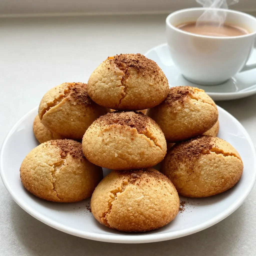 - 2 ¾ cups all-purpose flour - 1 teaspoon baking soda - ½ teaspoon salt - 1 tablespoon ground cinnamon - 1 teaspoon ground ginger - ½ teaspoon ground cardamom - ½ teaspoon ground cloves - 1 cup unsalted butter, softened - 1 ½ cups granulated sugar, divided - 2 large eggs - 1 teaspoon pure vanilla extract - ¼ cup granulated sugar (for rolling) - 2 teaspoons ground cinnamon (for rolling) To make these spiced chai snickerdoodles, you need to gather some essential ingredients. Here’s what you will need: - All-purpose flour gives the cookies their structure. - Baking soda helps them rise and become soft. - Salt enhances the flavors. - Ground cinnamon, ginger, cardamom, and cloves bring the chai flavor. - Unsalted butter makes the cookies rich and creamy. - Granulated sugar sweetens the dough and forms a lovely crust. - Eggs add moisture and help bind the mixture. - Vanilla extract adds a warm, sweet flavor. - Cinnamon and sugar for rolling gives the cookies their signature coating. These ingredients work together to create a cookie that is soft, flavorful, and truly delightful. Making sure you have fresh spices will enhance your cookie’s taste. Enjoy the process of mixing these items to create a warm, inviting treat! {{ingredient_image_2}} - Preheat oven to 350°F (175°C). - Line baking sheets with parchment paper. First, you want to get that oven nice and hot. Preheating it helps your cookies bake evenly. While the oven warms up, grab your baking sheets. Lining them with parchment paper stops the cookies from sticking. This way, you can enjoy them without any mess. - Whisk together flour, baking soda, salt, and spices. Next, take a medium bowl and mix your dry ingredients. You'll need all-purpose flour, baking soda, salt, ground cinnamon, ground ginger, cardamom, and cloves. Whisk them together until the blend looks even. This step adds flavor and helps the cookies rise. - Cream unsalted butter with 1 ½ cups of sugar until fluffy. Now, grab a large bowl and your mixer. Add the softened unsalted butter and 1 ½ cups of sugar. Mix them for about 2-3 minutes. You want it to look light and fluffy. This step is key for a soft cookie texture. - Gradually add eggs and vanilla extract to the mixture. Once your butter and sugar look great, it’s time for the eggs. Add them one at a time, mixing well after each. Then, pour in 1 teaspoon of vanilla extract. This will give your cookies a lovely flavor. Keep mixing until everything is smooth. - Blend dry mixture into wet mixture until just combined. Now, take your dry mix and slowly add it to the wet mix. Stir gently until it’s just combined. Be careful not to overmix. This helps keep your cookies soft and chewy. - Roll dough balls in cinnamon-sugar mixture. - Bake for 10-12 minutes. In a small bowl, mix ¼ cup of sugar with 2 teaspoons of cinnamon. This is your cookie coating. Scoop about 1 tablespoon of dough and roll it into a ball. Coat the ball in the cinnamon-sugar mix. Place the coated balls on the baking sheets, leaving space for them to spread. Now, bake your cookies for 10-12 minutes. They are ready when the edges are set and tops are slightly cracked. Let them cool for a few minutes before moving them to a wire rack. Enjoy the sweet aroma filling your kitchen! - Avoid overmixing the dough. Mixing too much can lead to tough cookies. - Use room temperature ingredients. This helps the dough mix well and rise properly. - Adjust spice levels to your taste. Want more heat? Add more ginger or cinnamon. - Experiment with additional flavors like nutmeg or allspice. These can add depth to the chai flavor. - Serve cookies with chai tea. The warmth of the tea pairs well with the spices. - Stack cookies on a rustic platter. This makes for a cozy and inviting display. Pro Tips Chill the Dough: For thicker cookies, chill the dough for at least 30 minutes before baking. This helps prevent spreading and ensures a chewier texture. Experiment with Spices: Feel free to adjust the spice levels according to your preference. Adding a pinch of nutmeg or allspice can give the cookies a unique twist! Check for Doneness: Keep an eye on the cookies during the last few minutes of baking. They should be lightly golden on the edges but still soft in the center. Store Properly: To maintain freshness, store the cookies in an airtight container at room temperature. They will stay delicious for up to a week! {{image_4}} You can make these cookies gluten-free. Just substitute the all-purpose flour with a gluten-free flour blend. This swap works well and keeps the cookie's texture. Make sure your blend has a binding agent like xanthan gum for the best results. Want a vegan version? You can easily adapt the recipe. Replace the eggs with flax eggs. To make flax eggs, mix one tablespoon of ground flaxseed with three tablespoons of water. Let it sit for five minutes until it thickens. Also, use vegan butter in place of the unsalted butter. This way, you keep the rich flavor without using animal products. You can add fun flavors to your cookies. Adding lemon zest gives a nice citrus twist. Just mix in one teaspoon of fresh lemon zest with the dry ingredients. You can also incorporate nuts like pecans or walnuts. Chop them finely and add about half a cup to the dough. This adds a lovely crunch and flavor. To keep your spiced chai snickerdoodles fresh, store them in an airtight container. This helps keep them soft and tasty. You can keep them at room temperature for a few days. If you want them to last longer, refrigerate the cookies. Just make sure to let them warm up a bit before enjoying. If you want to freeze unbaked cookie dough, scoop the dough into balls. Place them on a baking sheet and freeze until solid. After that, transfer the dough balls to a freezer bag. This way, you can bake fresh cookies anytime you want! For baked cookies, let them cool completely. Then, place them in a freezer bag or container. They can stay in the freezer for up to three months. When you're ready to eat, simply thaw them at room temperature or warm them in the oven. Enjoy the taste of fresh cookies again! Yes, you can use brown sugar instead of granulated sugar. Brown sugar adds moisture and a slight caramel flavor. It can make your cookies softer and chewier. If you want a crispier texture, stick with granulated sugar. Mixing both sugars can also give a nice balance of flavor and texture. To make chewier cookies, try these tips: - Reduce the baking time by a minute or two. - Use more brown sugar than granulated sugar. - Add an extra egg yolk for added moisture. - Chill the dough for at least 30 minutes before baking. This helps the cookies spread less and stay chewy. To reheat snickerdoodles, use these steps: - For the oven: Preheat it to 300°F (150°C). Place cookies on a baking sheet for about 5-7 minutes. - For the microwave: Heat one cookie at a time for about 10-15 seconds. This keeps them soft and warm without drying out. Enjoy your fresh, warm cookies! You now have all the steps to make delicious snickerdoodles. Start with the right ingredients and follow the simple instructions. Remember to keep an eye on texture and tweak spices to fit your taste. If you want to try new flavors or need gluten-free options, there are easy swaps. Store your cookies well to keep them fresh and delicious. Making snickerdoodles can be fun and rewarding. I hope you enjoy baking these treats as much as I do. Happy baking!