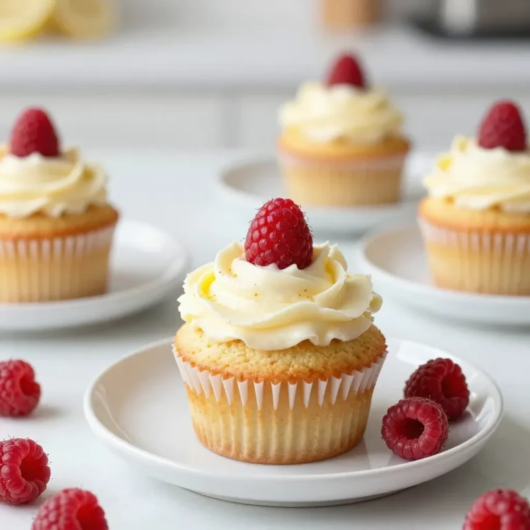 - 1 ½ cups all-purpose flour - 1 cup granulated sugar - ½ cup unsalted butter, softened - 2 large eggs - 1 teaspoon pure vanilla extract - 1 teaspoon baking powder - ½ teaspoon baking soda - ¼ teaspoon fine sea salt - ½ cup whole milk - Zest of 1 medium lemon - ½ cup fresh raspberries (plus more for garnish) - 2 tablespoons fresh lemon juice Here are some easy conversions for your baking needs: - 1 cup = 240 ml - ½ cup = 120 ml - 1 teaspoon = 5 ml - ½ teaspoon = 2.5 ml - ¼ teaspoon = 1.25 ml If you have allergies or want to swap ingredients, here are some ideas: - Use coconut oil instead of butter for a dairy-free option. - Substitute almond milk for whole milk if you're lactose intolerant. - If eggs are a concern, flax eggs can work as a substitute. Mix 1 tablespoon of ground flaxseed with 2.5 tablespoons of water for one egg. - For a gluten-free option, use a gluten-free all-purpose flour blend. These tips help you adapt the recipe to your needs while keeping the flavor intact. Enjoy baking! {{ingredient_image_2}} Start by preheating your oven to 350°F (175°C). This step is key for even baking. Grab a standard cupcake tray and line it with paper liners. This makes it easy to remove the cupcakes later. In a large bowl, cream together ½ cup of softened butter and 1 cup of granulated sugar. Use an electric mixer on medium speed for about 3-4 minutes. The mix should become light and fluffy. Next, add 2 large eggs one at a time. Make sure to mix well after each egg. Then, stir in 1 teaspoon of pure vanilla extract until everything is smooth. In another bowl, sift together 1 ½ cups of all-purpose flour, 1 teaspoon of baking powder, ½ teaspoon of baking soda, and ¼ teaspoon of fine sea salt. This helps to break up any lumps. Gradually add this dry mix to the butter mixture, alternating with ½ cup of whole milk. Start with a third of the dry mix, then half of the milk. Repeat until all is combined. Mix gently; do not overmix. Now, fold in the zest of 1 medium lemon, 2 tablespoons of fresh lemon juice, and ½ cup of fresh raspberries. Be careful not to mash the berries as you fold them in. Scoop the batter into your lined cupcake tray, filling each liner about two-thirds full. This allows space for rising. Place the tray in the oven and bake for 18-20 minutes. You can check if they are done by inserting a toothpick into the center of a cupcake. It should come out clean. Once baked, let the cupcakes cool in the pan for 5 minutes. After that, transfer them to a wire rack to cool completely. While the cupcakes cool, make the frosting. In a bowl, beat together 1 cup of softened unsalted butter and 4 cups of powdered sugar. Add 2 tablespoons of fresh lemon juice and a few smashed raspberries. Mix until creamy and smooth. If the frosting is too thick, adjust it with more sugar or a splash of milk. Once the cupcakes are completely cool, you can frost them. Use a piping bag or a knife to spread the raspberry lemon frosting on each cupcake. Make it look nice with a swirl on top. Finally, garnish each cupcake with a fresh raspberry and a light sprinkle of lemon zest. This simple touch makes them look even more special. To keep your cupcakes moist, use fresh ingredients. Always check the dates on your eggs and baking items. Be sure to cream the butter and sugar well. This helps create a light and fluffy base. Always mix the wet and dry ingredients gently. Overmixing can lead to dry cupcakes. Adding whole milk also helps keep them moist. If you want extra moisture, try adding a bit of sour cream or yogurt to the batter. For the best frosting, make sure your butter is softened. Cold butter will not blend well. Beat the butter alone first, then add powdered sugar gradually. This creates a smooth texture. If your frosting is too thick, add a splash of milk. If it is too thin, add more powdered sugar. Use a piping bag for a pretty swirl. Garnish with fresh raspberries for a pop of color and flavor. This makes each cupcake look special! To help your cupcakes rise evenly, bake them in a preheated oven. Use an oven thermometer to check the temperature. Fill each cupcake liner about two-thirds full. This allows space for the cupcakes to rise without spilling over. Rotate the cupcake tray halfway through baking. This ensures even heat distribution. Always check for doneness with a toothpick. If it comes out clean, your cupcakes are ready! Pro Tips Use Fresh Ingredients: The flavor of your cupcakes will greatly benefit from using fresh raspberries and lemons. Make sure they are ripe and juicy for the best results. Don’t Overmix the Batter: Once you combine the wet and dry ingredients, mix just until incorporated. Overmixing can lead to dense cupcakes, so be gentle! Adjust Frosting Consistency: If your frosting is too thick, add a splash of milk to achieve the desired creamy texture. If it's too thin, gradually add more powdered sugar until it's perfect for piping. Cool Completely Before Frosting: Ensure your cupcakes are completely cooled before frosting to prevent the icing from melting and losing its shape. {{image_4}} To make vegan raspberry lemonade cupcakes, swap the eggs and butter. Use flax eggs instead of regular eggs. Mix 1 tablespoon of ground flaxseed with 2.5 tablespoons of water for each egg. For butter, use coconut oil or vegan butter. You can also try almond or soy milk instead of whole milk. These changes keep the flavor fresh and bright. If you need gluten-free cupcakes, use a gluten-free all-purpose flour blend. Be sure it has xanthan gum to help with texture. This blend will keep your cupcakes soft and light. You can also add a bit of cornstarch for extra fluffiness. Just replace the flour cup for cup with the blend. Want to add more flavor? Try mixing in different berries. Blueberries or strawberries work well and add a nice twist. You could also add a touch of lemon zest or juice for a stronger lemon flavor. Experiment with different flavors to find your perfect mix. These small changes make your cupcakes even more exciting! To keep your Raspberry Lemonade Cupcakes fresh, store them in an airtight container. This will help maintain their moisture. You can keep them at room temperature for up to two days. If your kitchen is warm, the fridge is a better option. Just remember, cold storage can change the texture. To freeze your cupcakes, let them cool completely first. Then, wrap each cupcake tightly in plastic wrap. Place the wrapped cupcakes in a freezer-safe bag or container. They can stay in the freezer for about three months. When you're ready to enjoy them, thaw them at room temperature. For longer shelf life, avoid frosting the cupcakes until you're ready to serve. Frosted cupcakes can last for about three days at room temperature. If you need to frost and store, use a simple buttercream that holds up well. Always check for signs of spoilage before eating. You can boost the lemon flavor by adding more lemon zest. Use the zest of two lemons instead of one. You can also add an extra tablespoon of fresh lemon juice for more zing. If you want, try a lemon extract for a stronger taste. Just a teaspoon will do! Yes, you can use frozen raspberries! They will work just fine. Just make sure to thaw them first and drain any excess liquid. This helps keep your batter from becoming too wet. Fold them in gently to avoid mushy bits in your cupcakes. If you're looking for an egg substitute, use 1/4 cup of unsweetened applesauce for each egg. Another option is to use a flax egg. Mix one tablespoon of ground flaxseed with three tablespoons of water. Let it sit for about five minutes until it thickens. These cupcakes will last for about three days at room temperature in an airtight container. If you want them to stay fresh longer, store them in the fridge for up to a week. You can also freeze them for up to three months. Just wrap them well to avoid freezer burn. Enjoy your treats! You learned how to make delicious raspberry lemonade cupcakes. We covered the right ingredients, conversion for measurements, and how to handle allergens. The step-by-step guide showed you how to bake and frost your cupcakes. I shared tips to keep them moist and help with frosting. We explored fun variations, including vegan and gluten-free options. Finally, I explained how to store your cupcakes for longer freshness. Baking can be fun and simple. Use these steps to impress your friends and family!