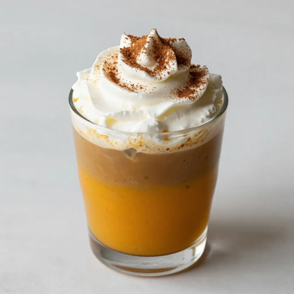 To make your Pumpkin Cream Cold Brew, you'll need these main ingredients: - 1 cup cold brew coffee - 1/2 cup heavy cream - 1/4 cup pumpkin puree - 2 tablespoons maple syrup - 1/2 teaspoon vanilla extract - 1/2 teaspoon ground cinnamon - 1/4 teaspoon ground nutmeg Each of these parts plays a key role. The cold brew gives you a rich coffee flavor. The heavy cream makes it smooth. Pumpkin puree adds that fall taste. Maple syrup sweetens it naturally. You can add these extras to make your drink even better: - Whipped cream (for a lovely topping) - Extra ground cinnamon (for garnish) - Cinnamon stick (as a stirrer) - Ice cubes (for a refreshing chill) These optional items boost the flavor and make your drink look nice. A sprinkle of cinnamon adds warmth. Whipped cream gives a creamy touch. For the best taste, I suggest these brands: - Use high-quality cold brew coffee like Stumptown or Blue Bottle. - For pumpkin puree, Libby's is a popular choice for its smooth texture. - Choose grade A pure maple syrup for deep sweetness. - Look for pure vanilla extract, like Nielsen-Massey, for great flavor. Using these brands can elevate your drink. Quality ingredients lead to a better taste. Enjoy crafting your Pumpkin Cream Cold Brew with these tips! {{ingredient_image_2}} First, gather your ingredients. Place 1/2 cup heavy cream, 1/4 cup pumpkin puree, 2 tablespoons maple syrup, 1/2 teaspoon vanilla extract, 1/2 teaspoon ground cinnamon, and 1/4 teaspoon ground nutmeg in a mixing bowl. Whisk everything together. Make sure the mixture is smooth and creamy. This will be your rich pumpkin cream. The pumpkin adds a nice flavor, while the spices give warmth. Next, brew your cold brew coffee. If you do not have cold brew, you can use regular coffee. Just brew it strong and chill it. Fill a tall glass with 1 cup of cold brew coffee. Leave some space at the top for the pumpkin cream. If you want it cold, add ice cubes now. This keeps your drink nice and refreshing. Now, it’s time to put it all together. Take a spoon and gently pour the pumpkin cream over the cold brew coffee. Use the back of the spoon to create a lovely swirl. This step is fun and makes your drink look great! For the finishing touch, add a generous dollop of whipped cream on top. Then, sprinkle a little extra ground cinnamon for flavor and beauty. Serve your drink right away. You can use a straw or a spoon for stirring. Enjoy your delightful Pumpkin Cream Cold Brew! To get the right pumpkin cream, focus on the heavy cream. Use cold heavy cream for the best results. Whisk it well with pumpkin puree, maple syrup, vanilla, and spices. You want it thick and smooth, like a soft cloud. If it's too runny, add more cream or pumpkin puree. If it's too thick, whisk in a bit of milk. Select a cold brew coffee that you enjoy. Look for a rich flavor, not too bitter or weak. You can make your own by soaking coarsely ground coffee in cold water for 12 to 24 hours. Strain it well, then chill. Store it in the fridge for easy use. If you're busy, many brands sell ready-to-drink cold brew. Always choose quality coffee for the best taste. You can add fun twists to your drink. Try a dash of pumpkin spice for extra warmth. If you like chocolate, blend in some cocoa powder. For a nutty touch, add a hint of almond extract. You can also use different sweeteners, like honey or agave syrup. Don't be afraid to mix and match flavors until you find your perfect cup. Pro Tips Use Fresh Ingredients: Always opt for fresh, high-quality ingredients to enhance the flavor and overall experience of your Pumpkin Cream Cold Brew. Chill Your Coffee: For the best taste, make sure your cold brew coffee is well-chilled before serving to maintain that refreshing flavor. Layering Technique: When pouring the pumpkin cream, use the back of a spoon to create beautiful layers, which not only looks impressive but also enhances the drinking experience. Customize the Sweetness: Adjust the amount of maple syrup to your taste preference; you can always start with less and add more if needed to achieve your desired sweetness. {{image_4}} If you want a dairy-free version, you can use coconut cream. It gives a rich taste. You can also use almond milk or oat milk. Both options make the drink lighter. Just ensure the milk is unsweetened. This way, you control the sweetness of your drink. Maple syrup is great, but there are other choices. You could try honey for a floral touch. Agave nectar works well too. If you like less sugar, use stevia or monk fruit sweetener. These will give you a sweet taste without many calories. Get creative with flavors! You can add a splash of peppermint for winter cheer. In spring, try adding vanilla bean for a fresh twist. For summer, blend in some chocolate syrup for a dessert feel. Each season brings new ideas to enjoy your drink! Store any leftover pumpkin cream in an airtight container. Keep it in the fridge. It stays fresh for up to three days. Before using it again, give it a good stir. This helps mix any separation that may happen. Keep your cold brew coffee in a sealed jar or pitcher. Store it in the fridge for up to two weeks. To maintain flavor, avoid exposing it to heat or light. Always pour from the container to prevent spills and contamination. - Cold Brew Coffee: Up to two weeks in the fridge. - Heavy Cream: Lasts about a week after opening, check the date. - Pumpkin Puree: Canned pumpkin lasts up to a year unopened. Once opened, it’s good for about a week in the fridge. - Maple Syrup: Store in the fridge after opening for up to a year. - Vanilla Extract: Lasts indefinitely if stored in a cool place. - Spices: Ground cinnamon and nutmeg can last for 2-3 years if stored properly. Knowing how to store your ingredients helps you keep everything fresh. Enjoy your pumpkin cream cold brew as long as you can! Yes, you can make the pumpkin cream ahead of time. Just prepare the pumpkin cream and store it in the fridge. It will stay fresh for up to three days. Just remember to mix it well before using. This way, you can enjoy your drink without much wait. If you want a lighter option, you can use half-and-half or coconut cream. Both options work well and keep the drink creamy. For a dairy-free choice, try almond or oat milk. These will change the taste, but they still taste good. Absolutely! This drink is perfect for hot days. The cold brew gives a nice, refreshing taste. You can add ice to make it even cooler. The pumpkin cream adds a fun fall flavor, making it enjoyable anytime. Enjoy this drink while sitting outside in the sun! You learned how to make a tasty Pumpkin Cream Cold Brew. We covered the right ingredients, from essential to optional. You now know how to prepare the pumpkin cream, brew cold coffee, and assemble your drink. Plus, I shared tips for the perfect texture and flavor. Remember, there are dairy-free options and sweetener swaps. Store any leftovers properly for later use. Enjoy experimenting with seasonal flavors too. With these steps, you can create a delicious drink that brightens your day. Happy brewing!