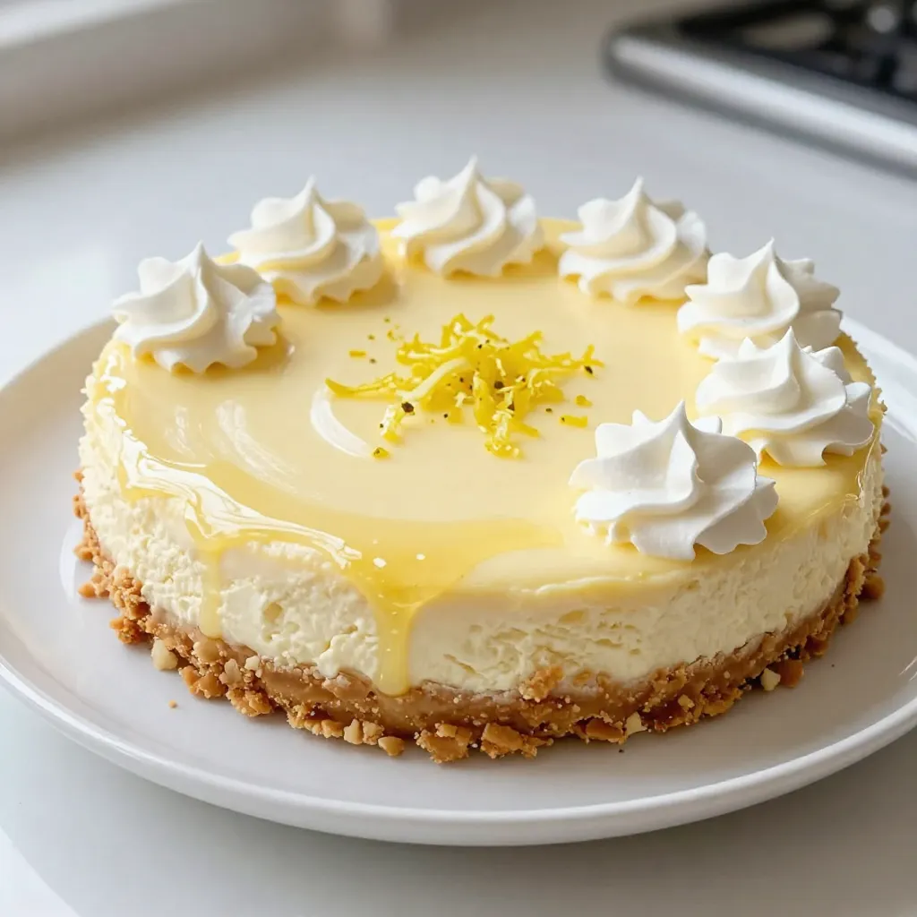 - 1 ½ cups graham cracker crumbs - ½ cup unsalted butter, melted - 2 cups cream cheese, softened - 1 cup powdered sugar - 1 teaspoon pure vanilla extract - Zest of 2 ripe lemons - ½ cup fresh lemon juice (about 2-3 lemons) - 1 tablespoon gelatin powder (optional for improved setting) - ⅔ cup heavy whipping cream These ingredients create the base of your no-bake lemon cheesecake. The graham cracker crumbs add a nice crunch, while the cream cheese gives it that smooth texture. The lemon zest and juice bring brightness and flavor. If you want a firmer texture, consider adding gelatin. The heavy cream makes the filling light and fluffy if you choose to use it. {{ingredient_image_2}} Start by mixing 1 ½ cups of graham cracker crumbs with ½ cup of melted unsalted butter. Stir until you get a mixture that looks like wet sand. This is the base of your pie. Next, take a 9-inch springform pan. Firmly press the crumb mixture into the bottom. Make sure it is even and compact. Place the crust in the refrigerator while you prepare the cheese filling. In a large bowl, beat 2 cups of softened cream cheese. Use an electric mixer and mix on medium speed for about 2-3 minutes until creamy. Gradually add in 1 cup of powdered sugar and mix until smooth. This step is key for a velvety texture. Then, fold in 1 teaspoon of pure vanilla extract, the zest of 2 ripe lemons, and ½ cup of fresh lemon juice. If you choose to use gelatin, dissolve 1 tablespoon in 2 tablespoons of warm water, then mix it in. In a separate bowl, whip ⅔ cup of heavy whipping cream until stiff peaks form. This will make your cheesecake light and fluffy. Carefully fold the whipped cream into the cheese mixture. Be gentle here; you want to keep that airy texture. Now, take the chilled crust out of the fridge. Pour the lemon filling over the crust. Use a spatula to smooth the top. Make sure it’s even for a beautiful finish. Cover the cheesecake with plastic wrap or a lid. Chill in the refrigerator for at least 4 hours. If you can wait, overnight is even better for a perfect set. To make the best crust, use finely crushed graham crackers. Aim for a texture like wet sand. Mix the crumbs with melted butter. Press it firmly into your springform pan. The crust needs to hold together well. If you don’t have graham crackers, you can use vanilla wafers or crushed cookies. Both will give a tasty twist. To boost flavor, consider adding a hint of lime or orange zest. You can also mix in some fresh herbs like mint for a fun touch. When choosing lemons, look for ones that feel heavy and firm. Bright yellow skin shows ripeness and flavor. Always use fresh juice for the best taste. Chilling is key to a firm cheesecake. I recommend at least four hours in the fridge. For the best results, let it chill overnight. This allows the flavors to meld and the texture to set. If you use gelatin, it helps the cheesecake hold its shape better. Just be sure to dissolve it fully before adding it to the mix. Pro Tips Use Fresh Lemons: For the best flavor, always use fresh lemons for both zest and juice. The vibrant taste will elevate your cheesecake significantly. Chill the Mixing Bowl: Before whipping the cream, chill your mixing bowl and beaters in the freezer for 10 minutes. This helps the cream whip faster and achieve better peaks. Gelatin for Stability: If you want a firmer texture, consider adding gelatin. Dissolve it in warm water as instructed and incorporate it into the cheese mixture for a cheesecake that holds its shape better. Overnight Chill: For optimal results, let the cheesecake chill overnight. This allows the flavors to meld and the texture to become perfectly creamy. {{image_4}} You can make this cheesecake even more fun by changing the flavors. Try adding other citrus fruits like lime or orange. These fruits will give a fresh twist to the lemon taste. You can also mix in chocolate or berry swirls. Just melt some chocolate or mash fresh berries, then gently swirl them into the cheese mixture. This adds a pop of color and flavor that everyone will love. If you need a gluten-free option, use gluten-free graham cracker crumbs for the crust. Many brands offer these, so look for one you like. For those following a vegan diet, swap out the cream cheese for vegan cream cheese. You can also use coconut cream as a tasty alternative. These changes keep the cheesecake creamy while meeting dietary needs. Serving this cheesecake can be a creative moment. Fresh fruit toppings like strawberries, blueberries, or raspberries pair well. You can also drizzle your favorite fruit sauce on top. For special occasions, add festive garnishes. A sprinkle of lemon zest or some mint leaves can make the cheesecake look even more appealing. These little touches will impress your guests and add to the fun! To keep your no-bake lemon cheesecake fresh, store it in the fridge. Use an airtight container or cover it tightly with plastic wrap. It will stay fresh for up to five days. After that, the texture may change, and the flavors may fade. You can freeze any leftover cheesecake. First, let it chill in the fridge. Once set, wrap it in plastic wrap, then in aluminum foil. This extra layer helps prevent freezer burn. The cheesecake will last up to three months in the freezer. When you're ready to enjoy it again, take it out and place it in the fridge overnight to thaw. Serve it cold for the best taste. You can garnish it with fresh lemon zest or berries for a fun twist! A no-bake cheesecake needs at least 4 hours to set. For best results, chill it overnight. This time allows the filling to firm up. You want it to hold its shape when sliced. The longer it chills, the better it tastes. Yes, you can use whipped topping. It offers convenience and saves time. However, whipped topping may lack the rich flavor of heavy cream. It also can make the cheesecake lighter. If you want a denser feel, stick with heavy cream. You can use Greek yogurt or mascarpone cheese. Both give a creamy texture. They add a different taste but work well in desserts. Silken tofu is also a good choice for a vegan option. Just blend it until smooth for best results. No, gelatin is not a must. It helps the cheesecake set firmer. If you want a softer texture, leave it out. The cheesecake will still taste great without it. Just remember, it may be a bit less stable. This recipe highlighted key steps to make a delicious no-bake cheesecake. We covered the main ingredients like graham cracker crumbs and cream cheese. I shared tips on perfecting the crust and enhancing flavor. You also learned how to customize your cheesecake with different fruits and dietary options. In conclusion, making a no-bake cheesecake is simple and fun. You'll impress your friends and family with your skills. Enjoy creating dessert that everyone will love!