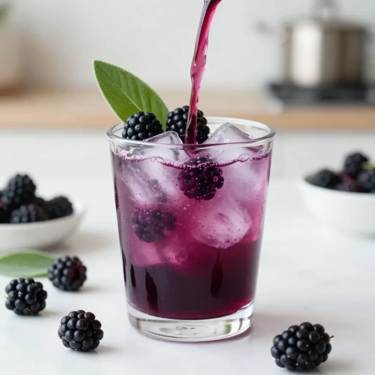 - Fresh blackberries - Fresh sage leaves - Honey or agave syrup - Freshly squeezed lemon juice - Sparkling water - Ice cubes - Additional blackberries and sage for garnish This mocktail shines with fresh, vibrant ingredients. First, fresh blackberries bring a sweet and tangy flavor. You can find them at local markets during summer. Next, fresh sage leaves add a unique herbal touch that enhances the drink's flavor. For sweetness, I use either honey or agave syrup. Both options work well, so pick what you like best. Freshly squeezed lemon juice brightens the mix and balances the sweetness. Sparkling water gives it that lovely fizz. You’ll want to use chilled sparkling water for a refreshing sip. Finally, don’t forget the ice cubes! They keep your drink cool and inviting. For garnish, add extra blackberries and sage leaves on top. They make the mocktail look pretty and add extra flavor. With these ingredients, you can create a delightful drink that is perfect for summer! {{ingredient_image_2}} Start by taking 1 cup of fresh blackberries and placing them in a blender. Add 6-8 fresh sage leaves, 2 tablespoons of honey (or agave syrup), and 2 tablespoons of freshly squeezed lemon juice. Blend everything until the mixture becomes a smooth paste. This step brings out the sweet and earthy flavors of the blackberries and sage. After blending, it’s time to strain the mixture. Use a fine mesh sieve and pour the blended mix into a bowl or pitcher. Press down gently with a spatula to help the liquid pass through. Discard any solids left in the sieve. This gives you a silky-smooth texture that feels great in your mouth. Now, get your serving glasses ready. Fill each glass with ice cubes to keep your drink nice and cold. Pour the strained blackberry-sage mixture halfway into each glass. Carefully add 2 cups of sparkling water to top off each drink. Use a spoon to stir gently, blending the flavors without losing the fizz. For a nice touch, garnish each glass with extra blackberries and a sprig of sage. This makes your mocktail look as good as it tastes! When you pick blackberries, look for ripe, dark ones. They should feel plump and firm. Avoid berries that are too soft or mushy. Fresh blackberries have a sweet and slightly tart taste. You can also check for a shiny skin, which shows they are fresh. If you can, buy organic blackberries. They are often tastier and free from pesticides. If you want your drink sweeter, try using honey or agave syrup. Both options work well in this mocktail. Start with the suggested two tablespoons. Taste the mixture, then add more if needed. You can also use simple syrup, made by mixing equal parts sugar and water. Heat the mixture until the sugar dissolves, then cool it down before adding it. To make your mocktail stand out, serve it in clear glasses. Fill the glasses with ice cubes to keep the drink cool. Pour the blackberry-sage mixture halfway up the glass, then top with sparkling water. For a fun twist, add extra blackberries and a sprig of sage on top. This adds color and makes your drink look fancy. Enjoy making your Blackberry Sage Mocktail a delight for the eyes! Pro Tips Use ripe blackberries: Ripe blackberries are sweeter and more flavorful, making your mocktail even more delicious. Experiment with honey alternatives: If you're looking for a different flavor profile, try using maple syrup or agave nectar instead of honey. Chill your glasses: For an extra refreshing drink, chill your serving glasses in the freezer for about 10 minutes before serving. Add a splash of citrus: For a tangy twist, consider adding a splash of lime juice along with the lemon juice for a more complex flavor. {{image_4}} You can add mint to your blackberry sage mocktail for an extra twist. Start by adding a few fresh mint leaves to the blender with the blackberries and sage. Mint adds a bright flavor that pairs well with the sweetness of blackberries. Blend it all together, then strain the mixture as normal. This version is cool and refreshing, perfect for hot days. Feel free to mix in other berries. You can use raspberries, blueberries, or strawberries. Each berry brings a different taste. Just swap out some blackberries for your favorite berry. The process remains the same. Blend, strain, and serve it bubbly. This way, you can create a new flavor each time you make it. If you want to enjoy an adult drink, add some gin or vodka. Use about one ounce of alcohol per glass. After you pour in the blackberry-sage mixture and sparkling water, gently stir in the alcohol. This change gives the drink a fun kick while keeping the fruity taste. Enjoy it responsibly! If you have leftover blackberry sage mixture, store it in a clean jar. Make sure the jar has a tight lid. Place it in the fridge. The mixture will stay fresh for about three days. When you're ready to drink, just stir it well before serving. To keep your blackberries and sage fresh, store them separately. Place blackberries in a container lined with paper towels. This keeps them dry and prevents mold. For sage, wrap it in a damp paper towel. Then, place it in a plastic bag. This method helps keep the leaves crisp for longer. When serving the stored mocktail, pour the mixture over ice. Add fresh sparkling water to bring back the fizz. You can garnish with new blackberries and sage. This adds a pop of color and flavor. Enjoy your refreshing drink as if it was just made! Yes, you can use frozen blackberries. They work well in this mocktail. Just let them thaw a bit before blending. This helps them blend smoothly. Frozen blackberries also add a nice chill to your drink. You can add more honey or agave syrup. Start with one extra tablespoon and taste. If it’s not sweet enough, add more until you like it. You could also use a sweet soda to boost the sweetness. This will change the flavor a bit, but it can be fun to try! Mint is a great choice with blackberries. It adds a fresh taste. You can also try basil or thyme for a unique twist. Each herb will change the drink’s flavor, so feel free to experiment! This blog post covered how to make a refreshing blackberry and sage mocktail. We discussed the key ingredients, step-by-step instructions, and useful tips to enhance your drink. You also learned about fun variations, storage methods, and answers to common questions. I hope you feel inspired to create your own tasty mocktail. With simple steps, you can impress friends and enjoy delicious flavors.