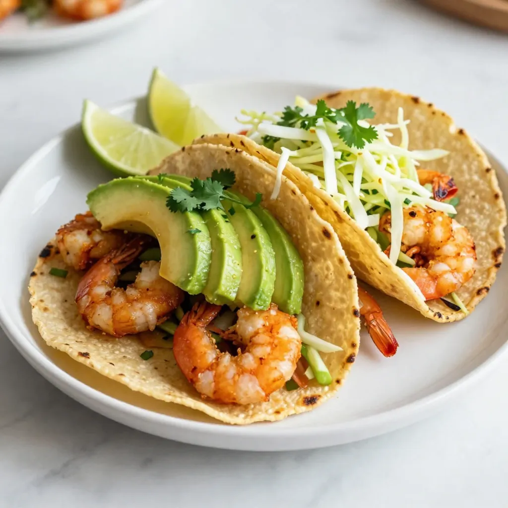 - 1 lb large shrimp, peeled and deveined - 1 cup all-purpose flour - 1/2 cup cornmeal The main ingredients for Firecracker shrimp tacos are simple yet delicious. Large shrimp form the star of this dish. They should be fresh and peeled to save time. All-purpose flour and cornmeal create a crispy coating that makes the shrimp extra tasty. - 1 teaspoon smoked paprika - 1 teaspoon garlic powder - 1/2 teaspoon cayenne pepper (adjust for spiciness) - Sea salt and freshly cracked black pepper to taste Seasonings bring the shrimp to life. Smoked paprika adds a warm, deep flavor. Garlic powder gives it a nice kick, while cayenne pepper adds heat. Adjust the cayenne based on your spice preference. Always finish with sea salt and black pepper for balance. - 1 ripe avocado, sliced - 1 cup shredded green cabbage - Fresh cilantro, roughly chopped - Lime wedges (for serving) Toppings elevate the tacos. Sliced avocado offers creaminess that pairs well with the crispy shrimp. Shredded cabbage adds a nice crunch. Fresh cilantro gives a burst of flavor. Lime wedges are essential for that zesty finish. Don’t skip them! Enjoy each bite, and feel free to mix and match toppings to suit your taste. {{ingredient_image_2}} To make the buttermilk mixture, combine 1/2 cup of buttermilk with 1 tablespoon of hot sauce. Stir it well until mixed. This mixture adds flavor and keeps the shrimp moist. Marinate the shrimp for at least 15 minutes. This time allows the shrimp to soak up the spice from the buttermilk. In a bowl, mix together 1 cup of all-purpose flour, 1/2 cup of cornmeal, 1 teaspoon of smoked paprika, 1 teaspoon of garlic powder, and 1/2 teaspoon of cayenne pepper. Add sea salt and black pepper to taste. This coating gives the shrimp a nice crunch. Make sure you mix well so every bite is flavorful. After marinating, take each shrimp out of the buttermilk. Let the excess buttermilk drip off before dredging. Coat each shrimp in the flour mixture. Shake off any extra flour to avoid clumps. Heat about an inch of vegetable oil in a frying pan over medium-high heat. When the oil is shimmering, add the shrimp in batches. Fry each side for 2-3 minutes until golden brown. Use a plate lined with paper towels to drain excess oil. To warm the corn tortillas, use another skillet over medium heat. Warm each tortilla for about 30 seconds on each side. Look for a slight char to add flavor. This step makes the tortillas soft and easy to fold for your tacos. Start with a warm tortilla. Place a generous amount of crispy shrimp in the center. Top with sliced avocado and a handful of shredded green cabbage. The cabbage adds a nice crunch. For a fresh touch, sprinkle chopped cilantro on top. Finally, serve with lime wedges to squeeze over the tacos for a zesty kick. Enjoy the bursts of flavor with each bite! To get that crunchy texture, use vegetable oil or canola oil. Both oils heat well and fry shrimp perfectly. Always check the oil temperature. It should be hot, but not smoking, around 350°F. Adjust your heat as needed. If it’s too hot, the shrimp may burn. If it’s too cool, they’ll be greasy. For a tasty twist, try using yogurt or coconut milk instead of buttermilk. Both options add great flavor. You can also add lime juice or garlic to your marinade for extra zest. Letting shrimp marinate for 15 to 30 minutes allows them to soak in flavors. Serve these tacos with a side of rice and beans for a complete meal. A fresh salad pairs well too, adding crunch and color. For drinks, try a light beer or a fruity soda. They balance the spice of the shrimp nicely. Enjoy your meal with friends for a fun taco night! Pro Tips Choose the Right Shrimp: Opt for large, fresh shrimp for the best texture and flavor. Frozen shrimp can also work, but be sure to thaw them properly before marinating. Adjusting Spice Levels: Feel free to modify the cayenne pepper according to your heat preference. For a milder version, reduce the amount or leave it out entirely. Perfectly Crispy Coating: Make sure to shake off excess flour after dredging the shrimp to avoid clumping, which can prevent the coating from becoming crispy. Serving Suggestions: These tacos pair wonderfully with a side of spicy salsa or a refreshing mango salsa for an added burst of flavor! {{image_4}} You can change the shrimp in this recipe. Chicken works great. Use boneless, skinless chicken thighs or breasts. Cut them into small pieces, then follow the same marinating and frying steps. Tofu is another option. Firm tofu absorbs flavors well. Press it to remove water, then cut it into cubes. Marinate and coat just like the shrimp. Spices can change the taste of your tacos. Try adding cumin or onion powder for a different kick. Fresh herbs like cilantro or parsley add a bright taste. You can also balance sweet and spicy. Mix in honey or maple syrup for sweetness. Adjust the cayenne pepper for more or less heat. This way, you can make it just how you like it. Garnishing makes tacos appealing. Add lime wedges for extra zing. Crumbled feta or queso fresco gives a creamy touch. Use colorful toppings, like diced tomatoes or radishes, for a visual pop. For serving, stack the tacos on a wooden board. This creates a fun, casual vibe. You can also serve them in individual baskets lined with parchment paper. To keep your leftover shrimp fresh, store them in an airtight container. Place a paper towel inside to absorb moisture. This helps maintain crispiness. Store them in the fridge for up to three days. For best results, keep the toppings separate. Wrap tortillas in foil or plastic wrap to avoid drying out. To reheat shrimp, use a skillet over medium heat. Add a splash of oil to prevent sticking. Warm them for about three minutes, flipping halfway. For tortillas, heat them in a dry skillet for 30 seconds on each side. This brings back their softness and flavor. You can freeze cooked shrimp for later use. Allow them to cool completely before freezing. Place shrimp in a single layer on a baking sheet to prevent sticking. Once frozen, transfer them to a freezer-safe bag. To thaw, leave shrimp in the fridge overnight. Use them in tacos or salads for a quick meal. You should marinate the shrimp for at least 15 minutes. This time lets the flavors soak in. If you want a stronger taste, you can marinate them for up to 30 minutes. Just don't go longer, as the shrimp can become mushy. Yes, you can easily make these tacos gluten-free. Simply swap the all-purpose flour with a gluten-free flour blend. You can also use cornmeal alone for the coating. Make sure to check the corn tortillas to ensure they are gluten-free. If you don’t have buttermilk, you can make a quick substitute. Mix 1/2 cup of milk with 1/2 tablespoon of lemon juice or vinegar. Let it sit for about 5 minutes. This will create a tangy flavor similar to buttermilk. The spice level can vary. The cayenne pepper adds heat, but you can adjust it. For milder tacos, use less cayenne. If you love spice, add more hot sauce or cayenne. Taste as you go to find your perfect heat. To cook shrimp properly, watch for their color. They should turn pink and opaque. This usually takes about 2-3 minutes per side in the hot oil. To be sure, cut one open; it should be white and firm inside. In this article, we explored how to make delicious Firecracker Shrimp Tacos. We covered the key ingredients like shrimp, flour, and cornmeal. You learned about marinating, coating, and cooking methods to get the perfect crunch. We also shared tips for toppings and serving. Remember, you can adapt these tacos with different proteins or spices. Have fun experimenting! Enjoy sharing your tasty creations with friends and family. Your culinary skills will shine with this dish.