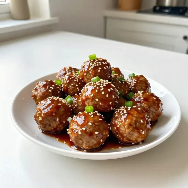 - 1 lb ground turkey - 1/2 cup panko breadcrumbs - 1/4 cup green onions, finely chopped - 2 cloves garlic, minced - 1 tablespoon fresh ginger, grated I love starting with the main ingredients. Ground turkey is lean and easy to work with. Panko breadcrumbs add a nice crunch. Finely chopped green onions give a fresh taste. Minced garlic brings a savory depth. Fresh ginger adds a warm spice. - 1 egg, lightly beaten - 1/4 cup teriyaki sauce (plus extra for glazing) - 1 tablespoon sesame oil - Salt and pepper to taste Next, we mix in the additional ingredients. The egg helps bind everything together. Teriyaki sauce adds a sweet and savory flavor. Sesame oil gives a nice nuttiness. A sprinkle of salt and pepper enhances all the tastes. - Sesame seeds - Extra green onions Finally, garnishes finish the dish. Sesame seeds add a delightful crunch. Extra green onions provide brightness and color. These small touches make your teriyaki turkey meatballs look and taste amazing! {{ingredient_image_2}} Start by preheating your oven to 400°F (200°C). This step warms the oven for even cooking. Next, line a baking sheet with parchment paper. This helps prevent the meatballs from sticking and makes clean-up easier. Grab a large mixing bowl. Add 1 pound of ground turkey. Then, mix in 1/2 cup of panko breadcrumbs and 1/4 cup of finely chopped green onions. Next, add 2 minced cloves of garlic and 1 tablespoon of grated fresh ginger. Pour in 1 lightly beaten egg, along with 1/4 cup of teriyaki sauce and 1 tablespoon of sesame oil. Season with salt and pepper to taste. Use your hands or a spoon to mix everything together until combined well. With slightly damp hands, take portions of the mixture. Roll them into meatballs about 1-2 inches wide. Place these meatballs on the lined baking sheet, giving them space to cook evenly. Bake the meatballs in the preheated oven for 20-25 minutes. Keep an eye on them; they should be fully cooked and show no pink inside. After the meatballs finish baking, remove them from the oven. Drizzle them with extra teriyaki sauce for flavor. Place them back in the oven for 5 more minutes. This step helps the sauce thicken and glaze the meatballs for a shiny finish. Once done, let the meatballs cool for a few minutes on the baking sheet. Then, transfer them to a serving platter. For a nice touch, sprinkle sesame seeds on top. Add extra chopped green onions for freshness and crunch. Enjoy your tasty teriyaki turkey meatballs! To get the best texture for your meatballs, mix the ingredients well. I like to use my hands for this. It helps blend everything nicely. Make sure the ground turkey and panko are evenly mixed. This gives the meatballs a great bite. When you handle the mixture, keep your hands damp. This also helps prevent sticking. Fresh ingredients make a big difference in flavor. Use fresh garlic and ginger for a zesty kick. They bring out the best taste in your meatballs. For teriyaki sauce, I recommend brands like Kikkoman or Soy Vay. These sauces have a good balance of sweet and salty. They can elevate the flavor of your turkey meatballs. Shape your meatballs to be about 1 to 2 inches in diameter. This size helps them cook evenly. When baking, keep an eye on them. They should take about 20 to 25 minutes. To check if they are done, cut one in half. There should be no pink inside. This ensures they are safe to eat. Pro Tips Moisture Matters: To keep your turkey meatballs juicy, do not overmix the meat mixture. Just combine until ingredients are incorporated. Seasoning Boost: For an extra flavor kick, consider adding a splash of soy sauce or a dash of chili flakes to the mixture. Perfectly Shaped: Using a small cookie scoop can help you achieve evenly sized meatballs, ensuring they cook at the same rate. Glazing Trick: For a shiny finish, apply the teriyaki glaze during the last few minutes of baking, allowing it to caramelize without burning. {{image_4}} You can switch up the meat if you want. Ground chicken works great instead of turkey. It keeps the dish light and tasty. Another option is to go vegetarian. Use lentils or mushrooms to create a hearty meatball. Cooked lentils mash easily and have a nice texture. Mushrooms add a rich flavor and stay moist in the oven. Want to kick up the flavor? Add spices like sriracha for some heat. This gives your meatballs a nice kick. You can also try different glazes. Try honey, soy sauce, or even a bit of orange juice. Each glaze can change the whole taste of your meatballs. How you serve these meatballs can change things up, too. Serve them over noodles for a filling meal. You can also toss them on a salad for a lighter dish. If you love grilling, skewer the meatballs on sticks. This makes for a fun and tasty barbecue option. To store leftovers, let the teriyaki turkey meatballs cool down. Place them in an airtight container. This keeps them fresh and safe to eat later. In the fridge, these meatballs last for about three to four days. Always check for any off smells before using them. For proper freezing, arrange the meatballs in a single layer on a baking sheet. Freeze them for about one to two hours until solid. Then, transfer them to a freezer-safe bag or container. Make sure to remove as much air as possible. This helps prevent freezer burn. When you're ready to eat, thaw the meatballs overnight in the fridge. Reheat them in the oven or microwave until hot. Making teriyaki turkey meatballs in advance is a smart choice. You can prepare the mixture a day ahead and keep it in the fridge. This saves time on busy days. For the best results, shape the meatballs before cooking. You can also bake them in advance and store them. Just remember to glaze them right before serving for that fresh taste. Teriyaki turkey meatballs take about 20 to 25 minutes to cook in the oven. Preheat your oven to 400°F (200°C). Bake until the meatballs are firm and no pink shows inside. To ensure they are done, you can use a meat thermometer. The internal temperature should reach 165°F (74°C). This method gives you juicy meatballs every time. Yes, you can use store-bought teriyaki sauce for quick prep. Look for a sauce that has a good balance of sweet and salty flavors. This can save you time; just pour it into the meatball mixture and glaze after baking. Many brands have great options, so choose one that fits your taste. I love serving these meatballs with steamed rice or stir-fried veggies. The rice absorbs the teriyaki sauce, making each bite flavorful. You can also pair them with a crisp salad or noodles for a fun twist. These combinations make a complete meal that everyone enjoys. These teriyaki turkey meatballs are not strictly keto-friendly due to the panko breadcrumbs. They add carbs to the recipe. If you're on a keto diet, you can replace panko with almond flour or crushed pork rinds. This keeps the meatballs low in carbs while still being tasty. You now know how to make delicious teriyaki turkey meatballs. We discussed key ingredients like ground turkey, panko breadcrumbs, and seasonings. I walked you through each step, from mixing to baking. I shared tips for better texture and flavor. You can also switch proteins and store leftovers easily. Try these ideas to enjoy flavorful meals. Now, you have the tools to create your own tasty variations without stress. Dive in and have fun cooking!
