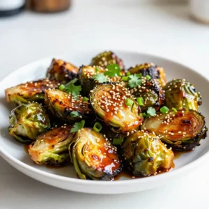 To make Sriracha honey glazed Brussels sprouts, you need a few key items: - 1 pound fresh Brussels sprouts, halved - 2 tablespoons extra virgin olive oil - 3 tablespoons natural honey - 2 tablespoons Sriracha sauce - 2 cloves garlic, minced finely - Sea salt and freshly ground black pepper to taste - 1 tablespoon toasted sesame seeds (for garnish) - Fresh cilantro leaves or finely sliced green onions (for garnish) Each ingredient plays a role. The Brussels sprouts provide the base. Olive oil helps them roast well. Honey adds sweetness, while Sriracha gives a spicy kick. Garlic adds depth, and salt and pepper enhance all the flavors. Sesame seeds and herbs bring freshness and texture. You can swap some ingredients based on your needs. If you can't find fresh Brussels sprouts, try frozen ones. They may not get as crispy but will still taste good. For a different oil, use avocado oil or canola oil instead of olive oil. If you want a milder glaze, reduce the Sriracha or use sweet chili sauce. For a vegan option, you can use agave syrup in place of honey. You can also skip the sesame seeds or replace them with chopped nuts for crunch. To make this dish, you will need a few tools: - A large mixing bowl for combining ingredients - A whisk for blending the glaze - A baking sheet lined with parchment paper for roasting - A spatula for tossing and serving These tools will help you create a delicious meal with ease. The right tools make cooking fun and efficient. Enjoy your time in the kitchen as you prepare this tasty side dish! {{ingredient_image_2}} Start by preheating your oven to 400&deg;F (200&deg;C). This step is key. A hot oven helps the Brussels sprouts roast evenly and get that nice, caramelized flavor. Take 1 pound of fresh Brussels sprouts and cut them in half. Place them in a large bowl. Drizzle 2 tablespoons of extra virgin olive oil over the sprouts. Add sea salt and freshly ground black pepper to taste. Toss the sprouts well. You want to coat them evenly with oil and seasoning. This will enhance their natural taste. In a small bowl, mix 3 tablespoons of natural honey, 2 tablespoons of Sriracha sauce, and 2 cloves of minced garlic. Whisk these ingredients together until they blend smoothly. This glaze will add a sweet and spicy kick to your dish. Now, pour the Sriracha honey glaze over the seasoned Brussels sprouts. Use a spatula to toss the sprouts gently. Make sure every sprout is well coated with the glaze. This step is important for flavor. Line a baking sheet with parchment paper. Spread the Brussels sprouts in a single layer on the sheet. Roast them in the preheated oven for 20 to 25 minutes. Stir the sprouts halfway through cooking. This helps them cook evenly and brown nicely. Once the Brussels sprouts are roasted, take them out of the oven. Sprinkle 1 tablespoon of toasted sesame seeds on top. You can also add chopped fresh cilantro or finely sliced green onions as a garnish. Serve these hot as a tasty side dish. Enjoy the sweet and spicy flavor! To get the best roast, start with fresh Brussels sprouts. Halve them for even cooking. Use a large mixing bowl to toss them with olive oil, salt, and pepper. This helps the glaze stick better. Spread them in one layer on the baking sheet. This ensures even cooking. Roast them until they are tender and slightly crispy. Stir them halfway through to avoid burning. If you prefer less heat, reduce the Sriracha. Start with one tablespoon and taste the glaze. You can always add more later. For extra spice, add more Sriracha or a dash of cayenne. Remember to taste as you go. This way, you control the heat. Want more flavor? Try adding a splash of soy sauce to the glaze. This adds a savory touch. You can also mix in some chopped bacon or pancetta for richness. Nuts like walnuts or pecans can add crunch too. Fresh herbs like thyme or rosemary can give a nice aroma. Experiment with your favorite flavors to make this dish your own. Pro Tips Choose Fresh Sprouts: Select Brussels sprouts that are firm and bright green for the best flavor and texture. Adjust the Heat: Modify the amount of Sriracha in the glaze according to your spice preference; start with less if you're unsure! Uniform Size: Ensure Brussels sprouts are cut into even halves to promote even roasting and cooking. Garnish with Flair: Experiment with different garnishes like crushed nuts or a drizzle of lime juice for an extra flavor boost. {{image_4}} You can mix in other vegetables to brighten your dish. Try adding diced sweet potatoes for sweetness. Broccoli florets work great too, adding a nice crunch. Carrots, cut into thin strips, bring a pop of color and flavor. You can also add bell peppers for a sweet twist. Just remember to adjust roasting times for each vegetable. For a vegan dish, replace honey with maple syrup or agave nectar. This keeps the sweetness without animal products. Use tamari instead of soy sauce to stay gluten-free. Ensure your Sriracha is gluten-free, as some brands may contain it. These swaps keep the dish flavorful while catering to your needs. You can experiment with other sauces for a unique twist. Try using hoisin sauce instead of Sriracha for a sweet and savory mix. A barbecue sauce can add a smoky flavor that pairs well. If you like it tangy, mix in some soy sauce or balsamic vinegar. Each sauce can change the taste, so have fun with it! After you enjoy your Sriracha honey glazed Brussels sprouts, store any leftovers properly. Place them in an airtight container. This keeps the flavor fresh and prevents drying. You can store them in the fridge for up to three days. Make sure they cool down before sealing the container. This helps avoid condensation. When it's time to eat leftovers, reheating is key. I like to use the oven for the best results. Preheat your oven to 350&deg;F (175&deg;C). Spread the Brussels sprouts on a baking sheet. Heat them for about 10-15 minutes. This keeps them crispy and flavorful. You can also microwave them if you're in a hurry, but be careful. Microwaving may make them a bit soft. Freezing is a great option for long-term storage. First, cool the Brussels sprouts completely. Then, place them in a freezer-safe bag. Remove as much air as you can. Label the bag with the date. You can freeze them for up to three months. When you&rsquo;re ready to eat, thaw them in the fridge overnight. Reheat as mentioned for the best taste. To make your Brussels sprouts even spicier, add more Sriracha sauce to the glaze. Start with one extra tablespoon. You can also mix in red pepper flakes or spicy chili powder for more heat. Taste the glaze before tossing it with the sprouts. Adjust until it is just right for your taste buds. Yes, you can use frozen Brussels sprouts, but fresh is best. If using frozen, thaw and drain them first. Pat them dry to remove extra moisture. This helps them roast better. You may need to adjust the cooking time, so keep an eye on them in the oven. Sriracha Honey Glazed Brussels sprouts pair well with many dishes. They make a great side for roasted chicken or grilled salmon. You can also serve them with rice or quinoa for a hearty meal. Try them alongside Asian-inspired dishes like stir-fried noodles or spicy tofu. These delicious sprouts last 3 to 5 days in the fridge when stored in an airtight container. The flavors may intensify over time, making them tasty leftover bites. Just be sure to reheat them properly before serving to regain some of that crispy texture. Yes, you can make the Sriracha honey glaze ahead of time. Store it in a sealed container in the fridge for up to a week. When you are ready to use it, give it a good stir. If it thickens, you can thin it out with a splash of water or extra olive oil for easier mixing. In this blog post, we explored the key ingredients and tips for making Sriracha Honey Glazed Brussels Sprouts. We discussed ingredient options, tool recommendations, and steps for perfect roasting. I shared ways to adjust flavors and suggested fun variations. Don&rsquo;t forget about storage tips for leftovers. With these insights, you can create tasty dishes that impress. Enjoy cooking and sharing your culinary success!